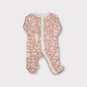 The Gruffalo By Mori Pink Floral Footie Bamboo Zipper